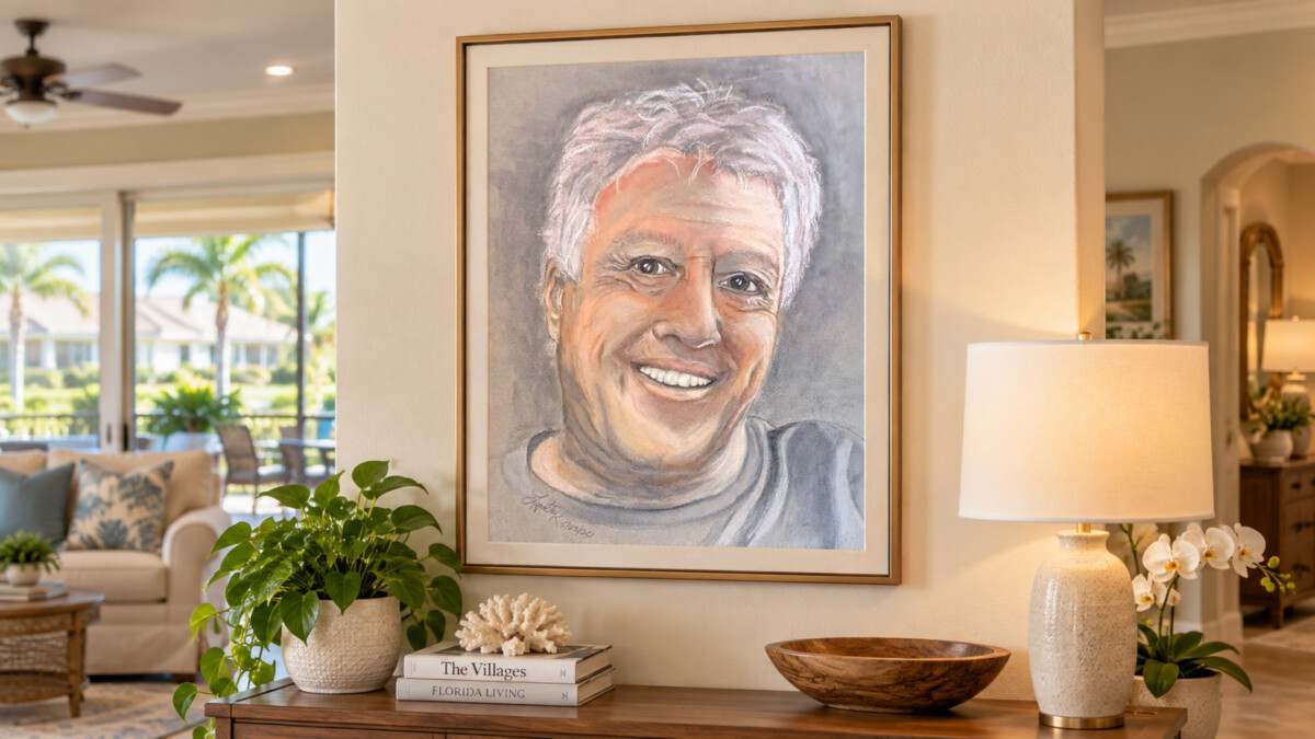 Lynette Robbins' pencil drawing of Ted Leutz